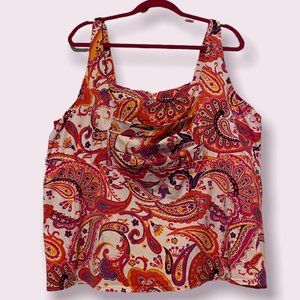 Land's End Pink Paisley Square Neck Tankini